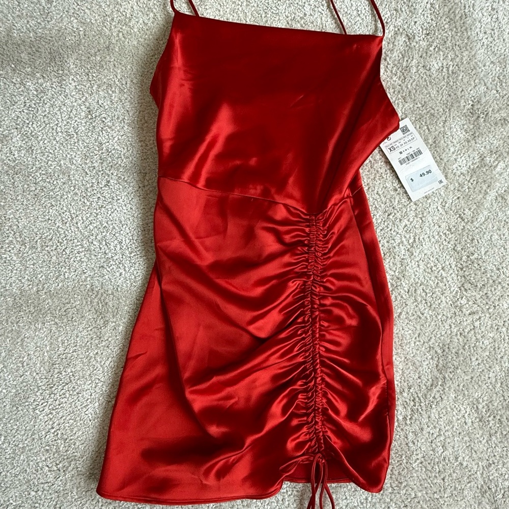 Zara Red Satin Mini Dress